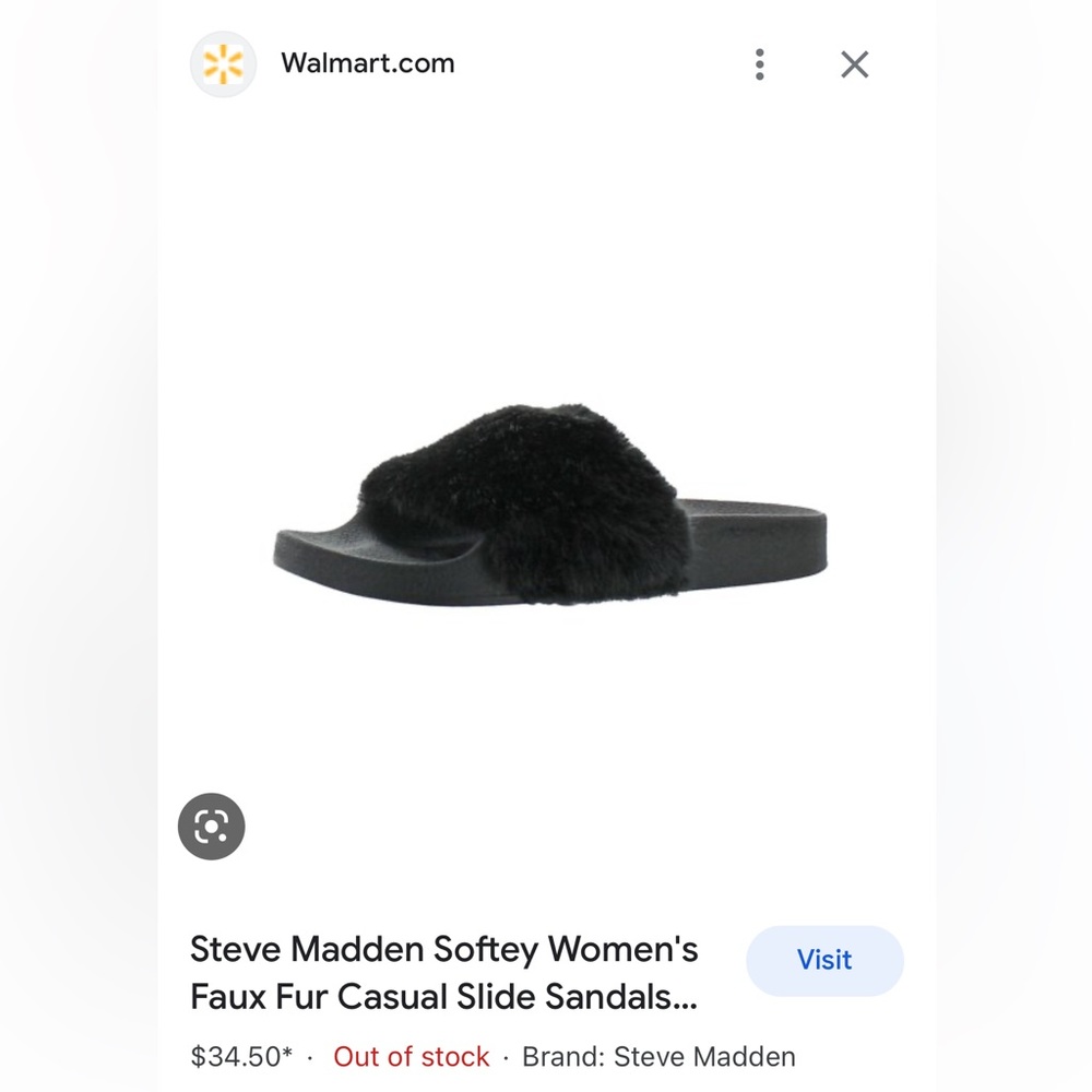 Black Steve Madden Softey Faux Fur Casual Slide Sandal